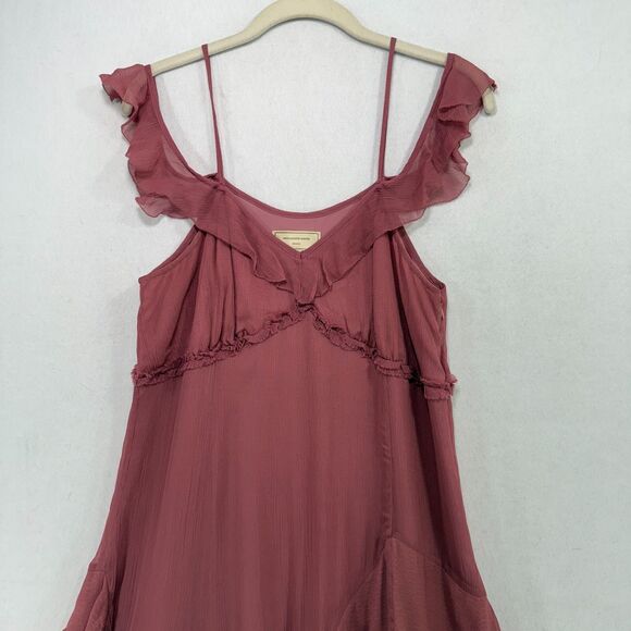 Moulinette Soeurs Dress Women 8 Pink Midi Fairy Coquette Ruffle Flowy Boho - Picture 4 of 15